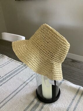 LOFT Straw Crochet Bucket Hat - Natural Beige